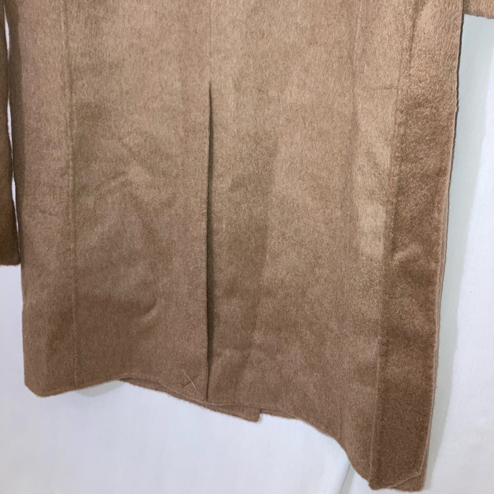 NWT Silk Maison Double-Breasted Camel Hair Maxi Trench Coat In Tan Sz Large - Picture 11 of 15